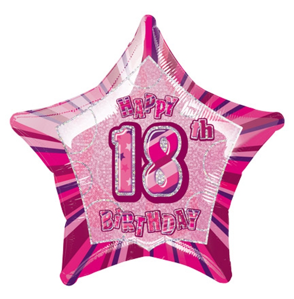 Folienballon-Stern-Prismatic-18-Geburtstag-rosa-Ballon