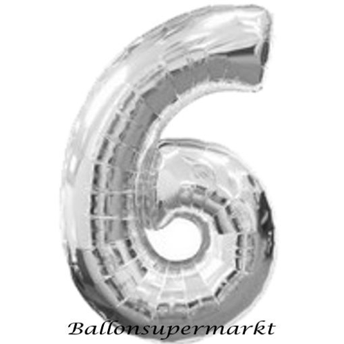 Folienballon-Zahl-6-Silber-Luftballon-Geschenk-Geburtstag-Jubilaeum-Firmenveranstaltung