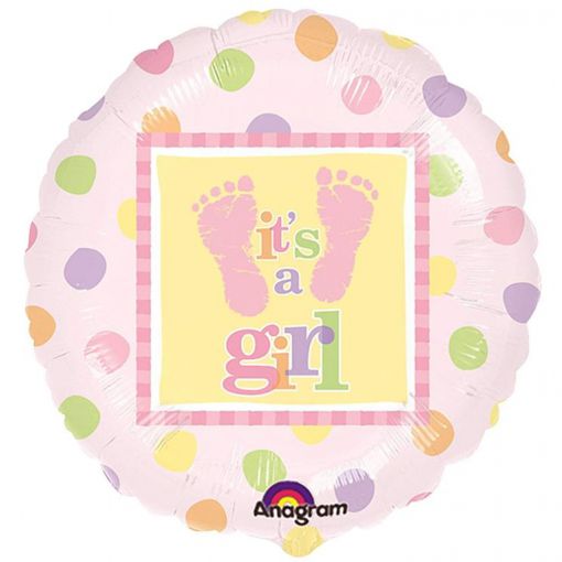 Folienballon-Welcome-Baby-Girl-Babyfuesschen-Luftballon-Geburt-Taufe-Maedchen
