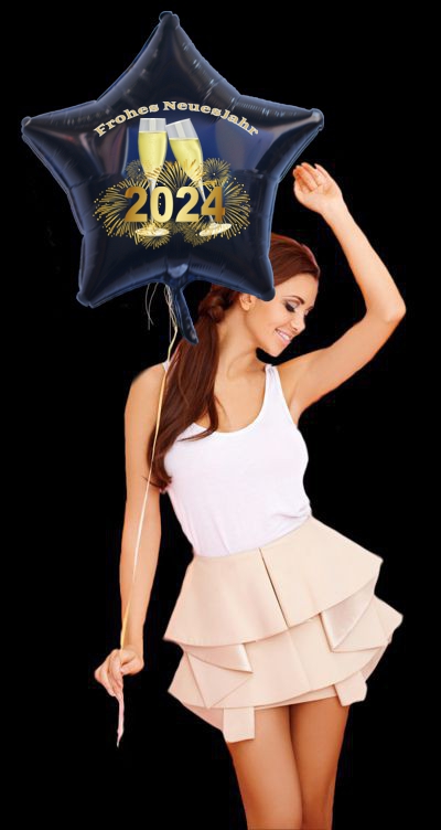 Dekoration-Silvester-2024-Sternballons-Champagner-und-Feuerwerk
