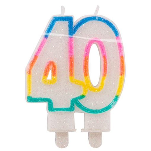 Geburtstagskerze Zahl 40 zum 40. Geburtstag und Jubiläum
