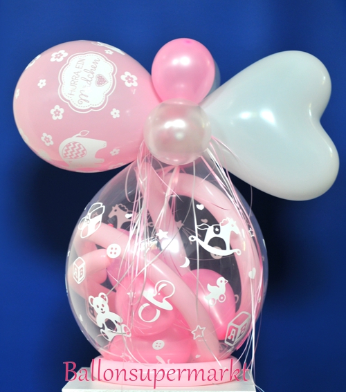 Geschenkballon-Hurra-ein-Maedchen-Geschenk-im-Luftballon-Stufferballon-zu-Geburt-Taufe-Babyparty
