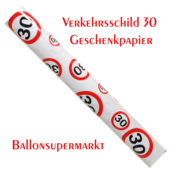 Geschenkpapier-Verkehrsschild-30-zum-30-Geburtstag-Party-Fest-Feier-Jubilaeum-Geschenkverpackung-2