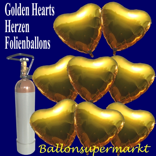 Herzluftballons aus Folie in Gold, Luftballons zur Hochzeit steigen lassen