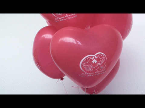 Große rote Herzluftballons, Alles Gute zur Hochzeit