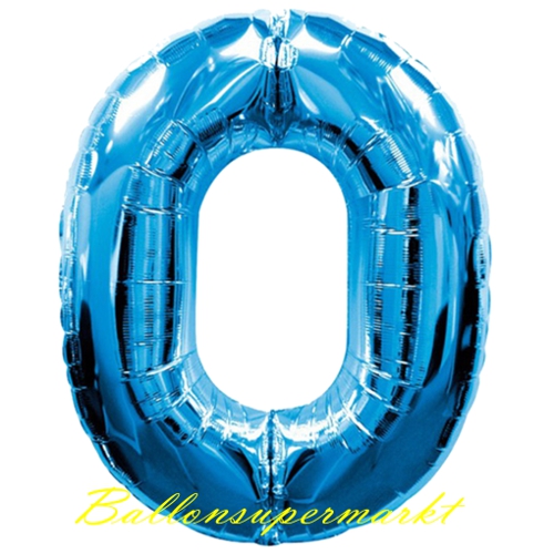 Luftballon aus Folie, Zahl 0, Null, Farbe Blau