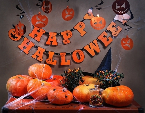 Halloween-Dekoration-Party-Banner-Happy-Halloween-Kuerbisse-Spinnen-Fledermaeuse-Raumdeko-Halloweenparty