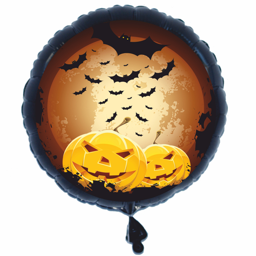 Halloween-schwarzer-Luftballon-aus-Folie-mit-Helium-Kuerbisse-und-Fledermaeuse