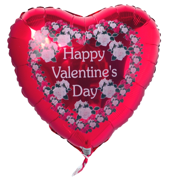 Happy Valentine's Day, Rosen-Herz Luftballon, Liebesgrüße und Liebesbotschaften mit Ballons der Liebe im Versand vom Ballonsupermarkt