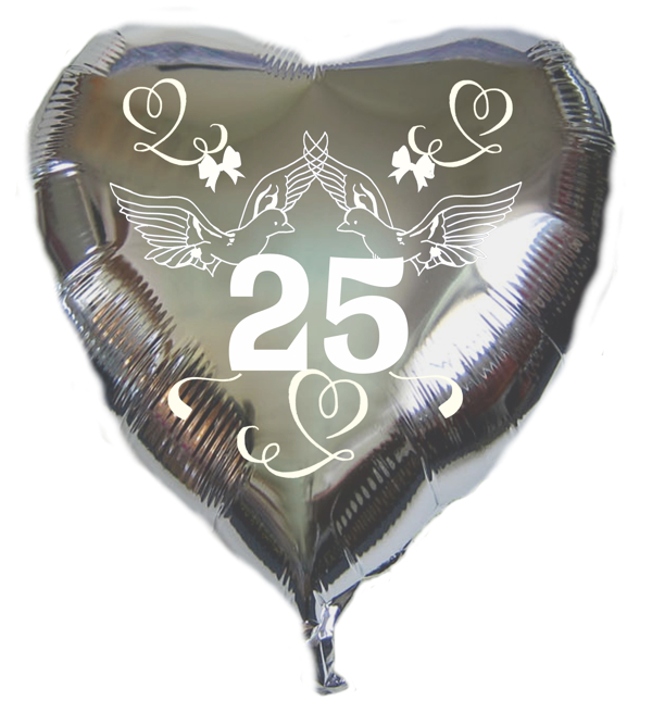 Herzluftballon-aus-Folie-zur-Silbernen-Hochzeit-mit-Helium-Ballongas-Tauben-Herzen-Schleifen