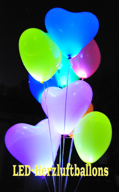 LED Herzluftballons - leuchtende Luftballons in Herzformen