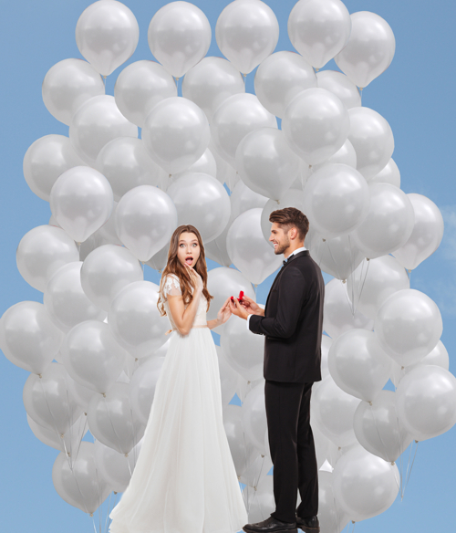 Hochzeitsfoto-Hochzeitspaar-Hintergrund-40-cm-Luftballons-Metallicweiss