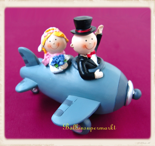 Hochzeitspaar im Flugzeug, Spardose, Tischdekoration Hochzeit