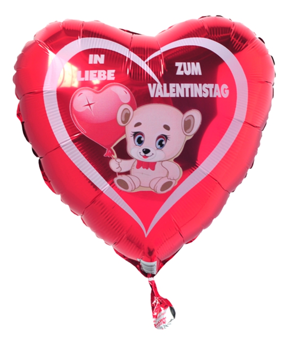 In Liebe zum Valentinstag roter Herz-Luftballon mit Ballongas Helium, Ballongrüße! Sag es mit Ballons!