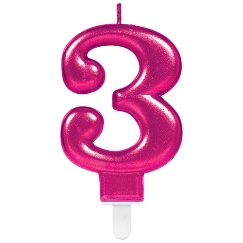 Kerze-Pink-Celebration-Zahl-3-Kerze-zum-Geburtstag-Jubilaeum-Tischdekoration