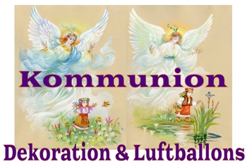 Kommunion-Dekoration und Luftballons