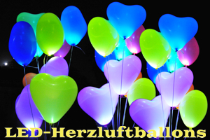 LED Herzluftballons, leuchtende Luftballons in  Herzformen
