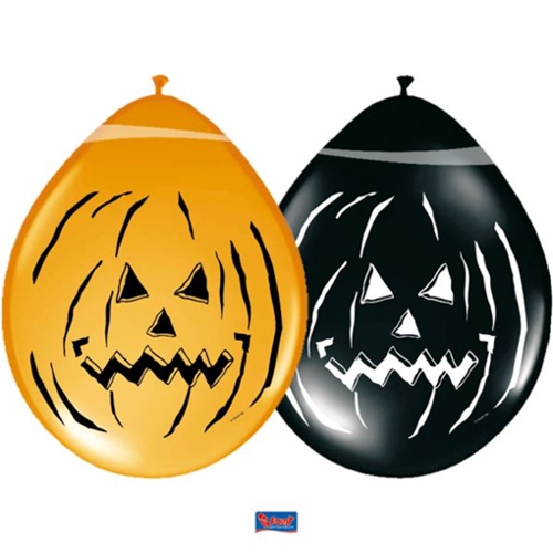 Latexballons-Halloween-Kuerbisse-orange-und-schwarz-Dekoration-Halloweenparty