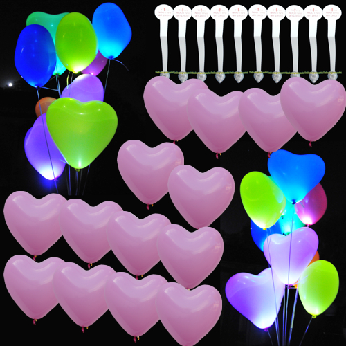 LED's und rosa Herzluftballons