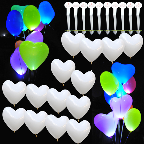 LED's und weiße Herzluftballons