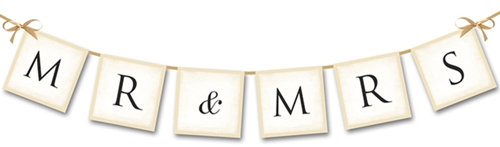 Letterbanner-Mr-and-Mrs-mit Satinschleifen-Hochzeitsbanner-Dekoration-zur-Hochzeit