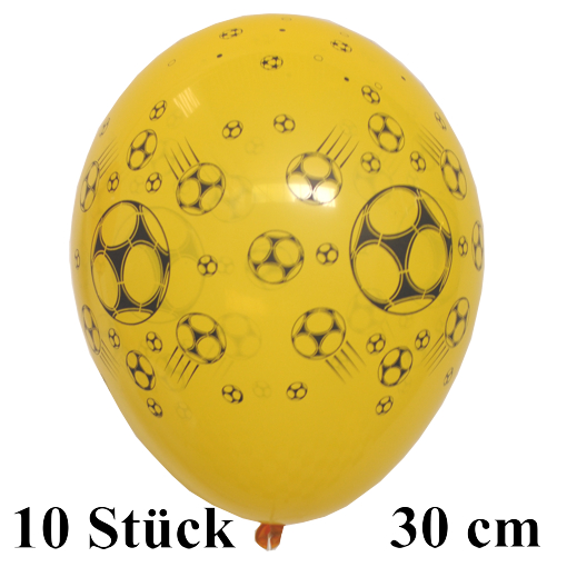 Luftballons Fußball, schwarz-gelb, 10 Stück
