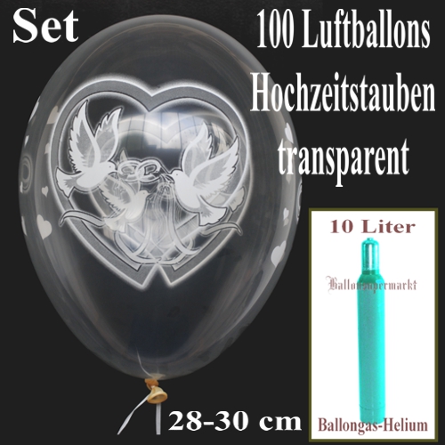 Luftballons-Helium-Set-Hochzeit-transparente-Latexballons-mit-Hochzeitstauben