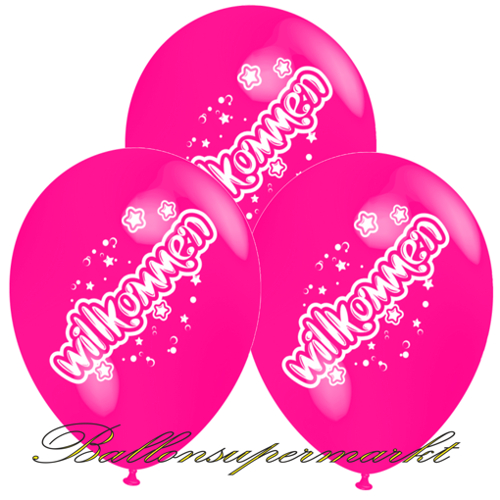 Luftballons-Willkommen-pink-3-Stueck