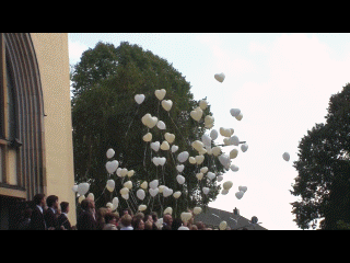 Luftballons zur Hochzeit steigen lassen. Aufstieg der Ballons zur Hochzeitsfeier