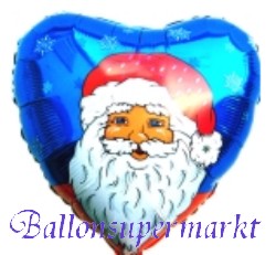 Nikolausballon, Weihnachtsmann-Luftballon, Herz, Blau