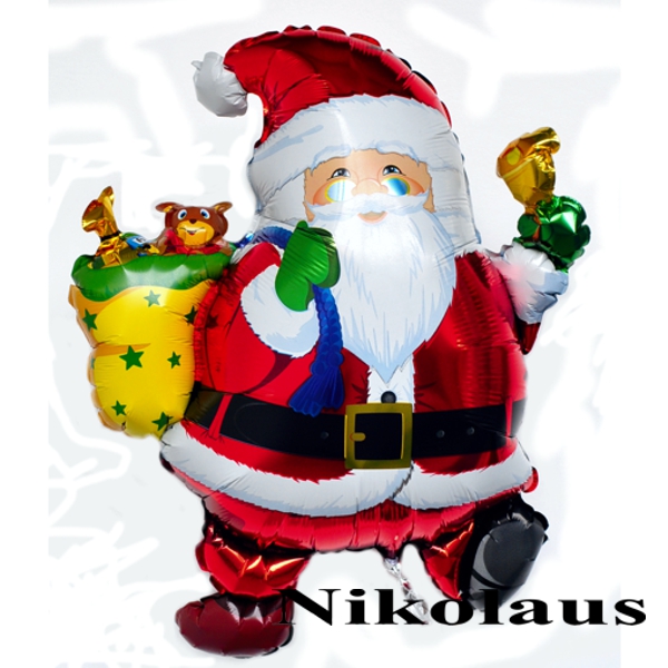 Nikolaus-Weihnachtsmann Luftballon aus Folie mit Helium Ballongas