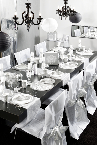 Tischdekoration 1001 Nacht mit Partytellern, Bechern und Tischläufer Orient Silber
