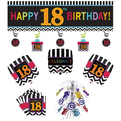 Party-Set-Celebrate-18-Dekoration-mit-Luftballons-zum-18.-Geburtstag-Party-Fest-Feier-Volljaehrigkeit