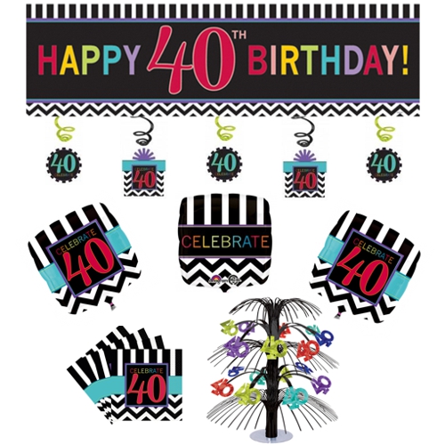 Party-Set-Celebrate-40-Dekoration-mit-Luftballons-zum-40.-Geburtstag-Party-Fest-Feier-Jubilaeum