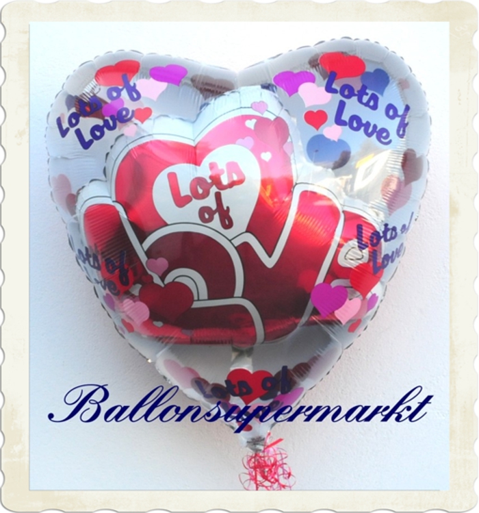 Liebesgrüße und Liebesbotschaften mit Ballons der Liebe im Versand vom Ballonsupermarkt zum Valentinstag, Riesiger Insider Herzballon, Lot's of Love