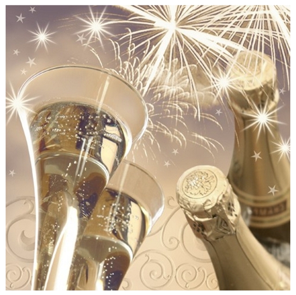 Servietten-Dekoration-Silvester-Cheers-New-Year-Sektglaeser-und-Sekt