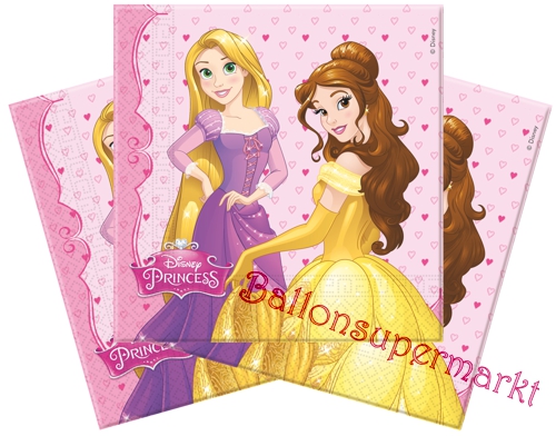 Servietten-Disney-Princess-Partydekoration-Kindergeburtstag-Rapunzel-Belle-Cinderella-Dornroeschen