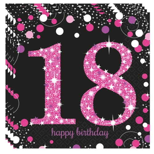 Servietten-Pink-Celebration-18-Dekoration-zum-18.-Geburtstag