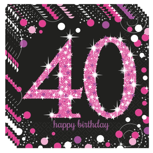 Servietten-Pink-Celebration-40-Dekoration-zum-40.-Geburtstag