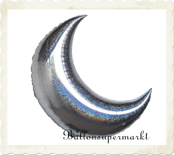 Mond Luftballon aus Folie, Silberner Mond, großer Silbermond