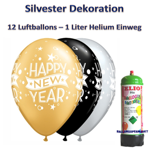 Dekoration zu Silvester mit Luftballons Happy New Year