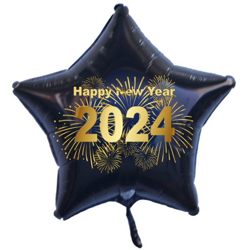 Silvester Luftballon, Silvester Dekoration, Sternballon 2024, Feuerwerk