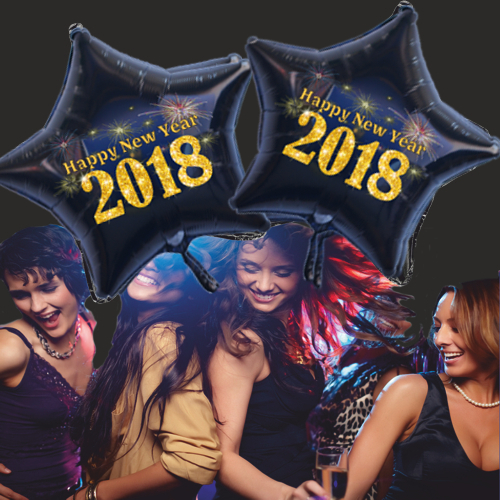 Silvesterdeko Sternballons 2018, Ballons Helium Set 50 Ballons Feuerwerk, Partydeko Silvester