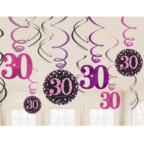 Swirl-Dekoration-Pink-Celebration-30.-Geburtstag-Fest-Feier-Party