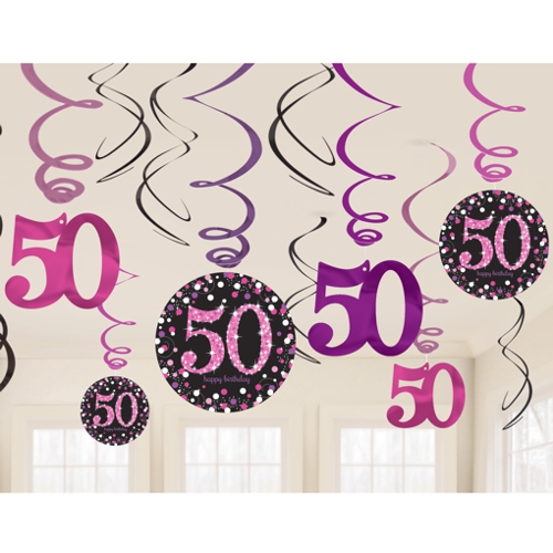 Swirl-Dekoration-Pink-Celebration-50.-Geburtstag-Fest-Feier-Party