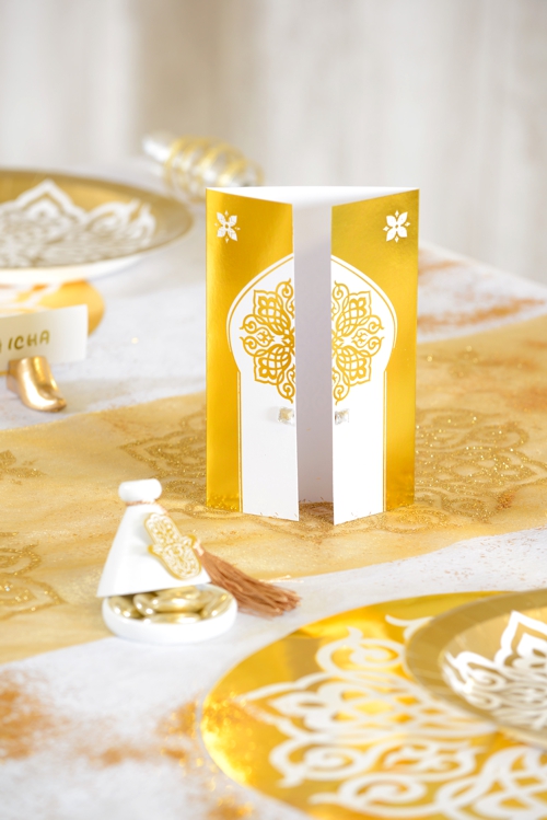 Tischkarte Orient Gold, Partydeko 1001 Nacht Tischdekoration