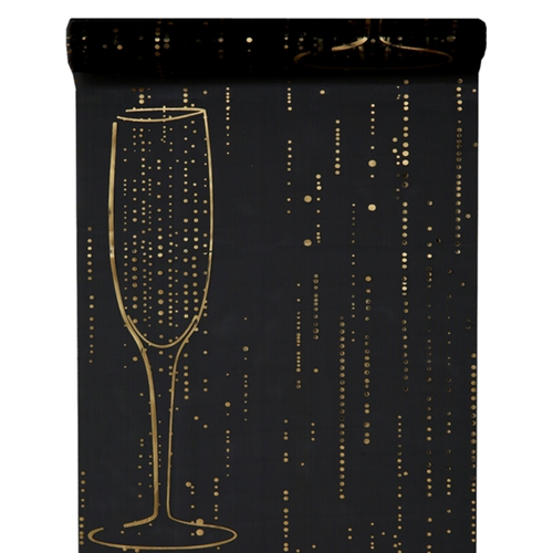 Tischlaeufer-Champagner-schwarz-Tischdekoration-Partydeko-Festdeko-Silvester-Neujahr