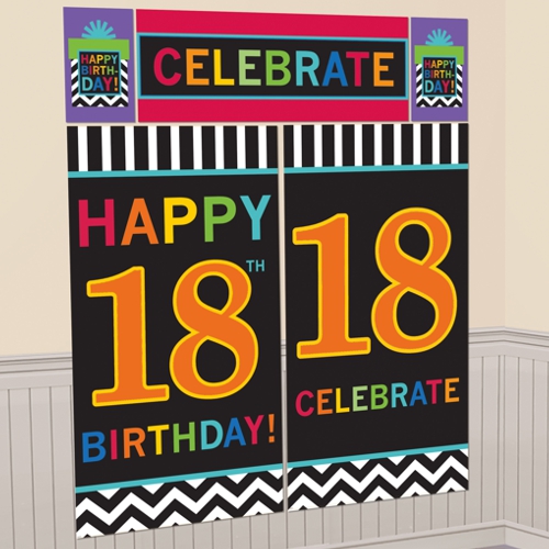 Wanddekoration-Celebrate-18-Dekoration-18.-Geburtstag-Poster-Set-5-Teile