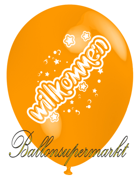 Willkommen-Luftballon-Orange