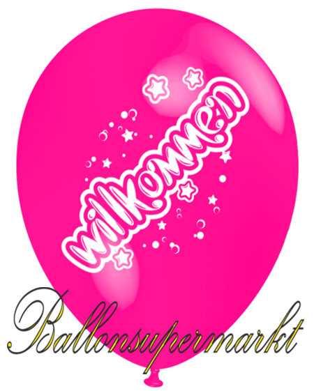 Willkommen-Luftballon-Pink